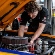 Mechanic working on car